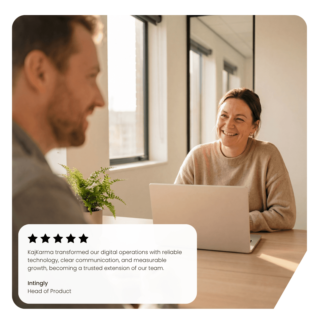 Team collaborating — KajKarma technology and marketing